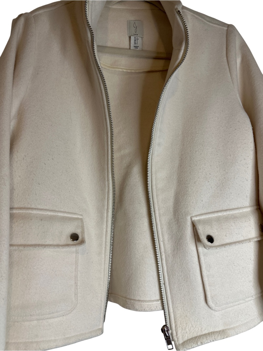 Joie Cream Zip-Front Pea Coat, sz Sm - Picture 2 of 5